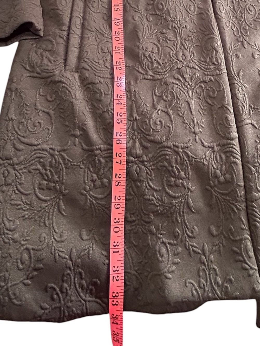 Dear Scarlett Olive Longline Embroidered Jacquard Midi Coat Large NWOT - Picture 9 of 11